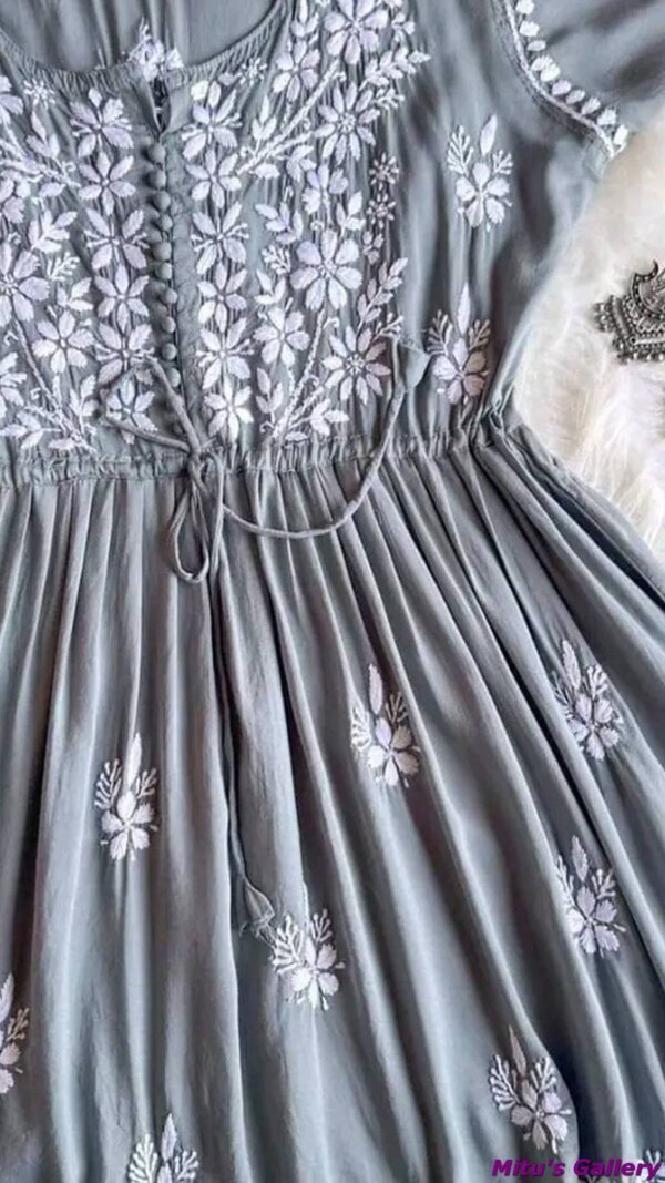 Grey Rayon Short Top for Regular Use