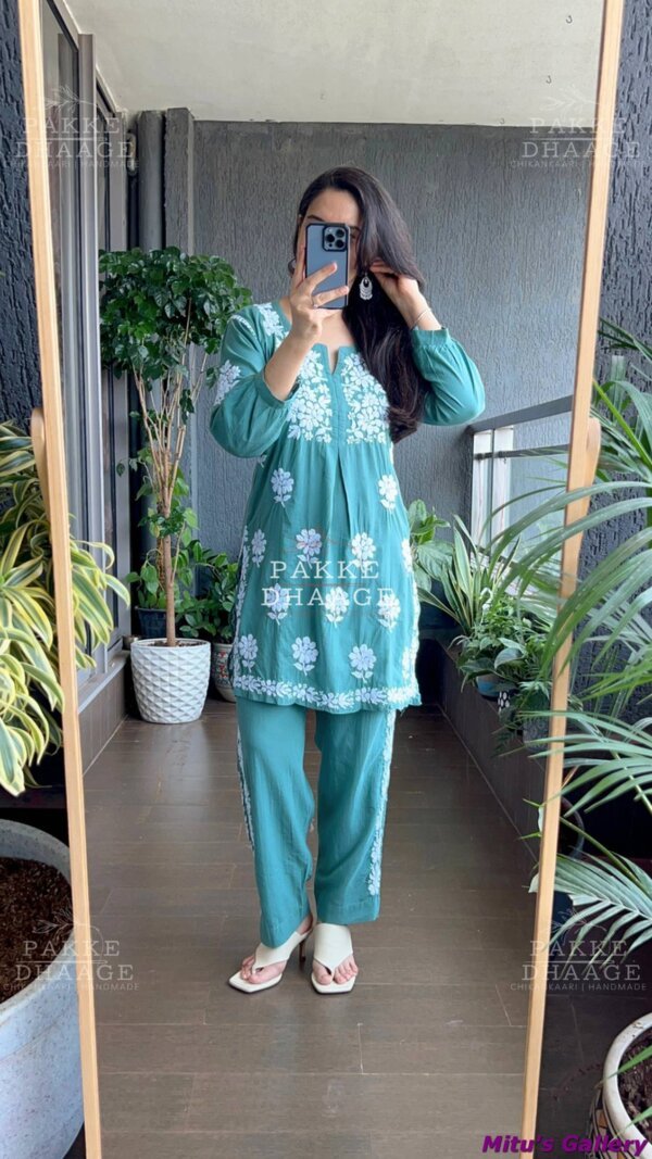 .Hand Embroidery work Readymade Lillen 2pice set - Image 3