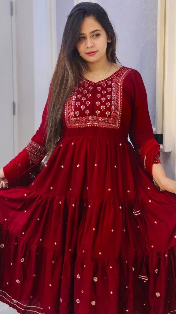 .Anarkali with Fully Cotton and readymade 2 piece set - Image 3