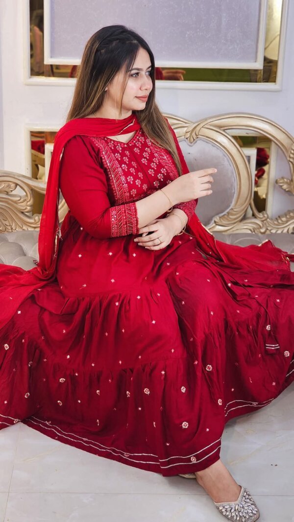 .Anarkali with Fully Cotton and readymade 2 piece set - Image 4