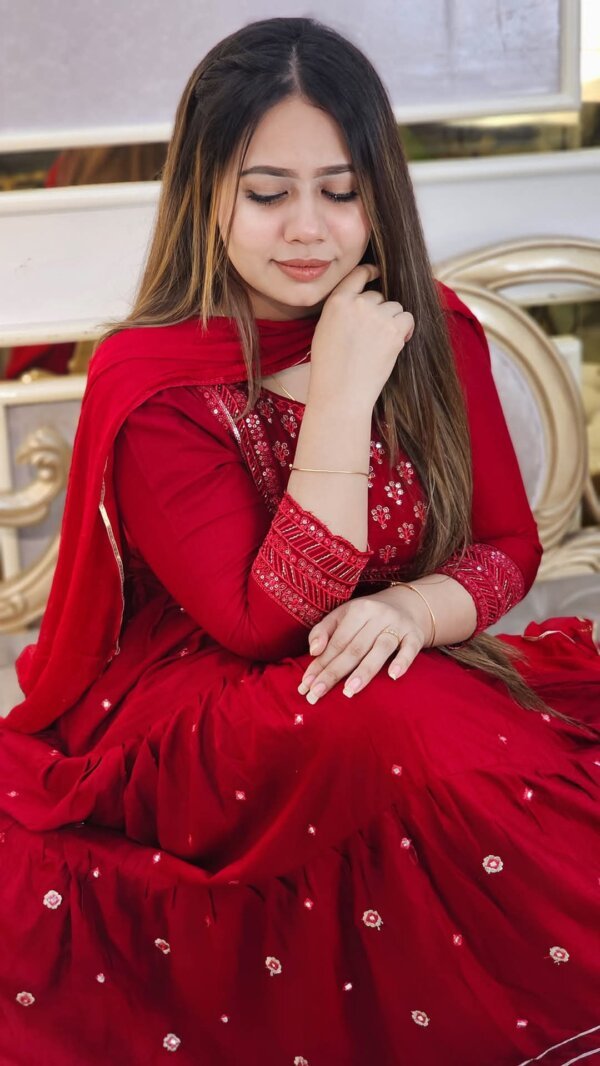 .Anarkali with Fully Cotton and readymade 2 piece set - Image 2