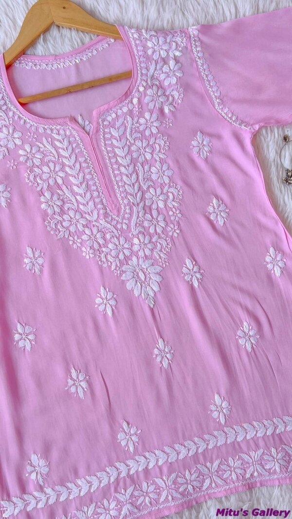 Pink Rayon Short Top for Regular Use