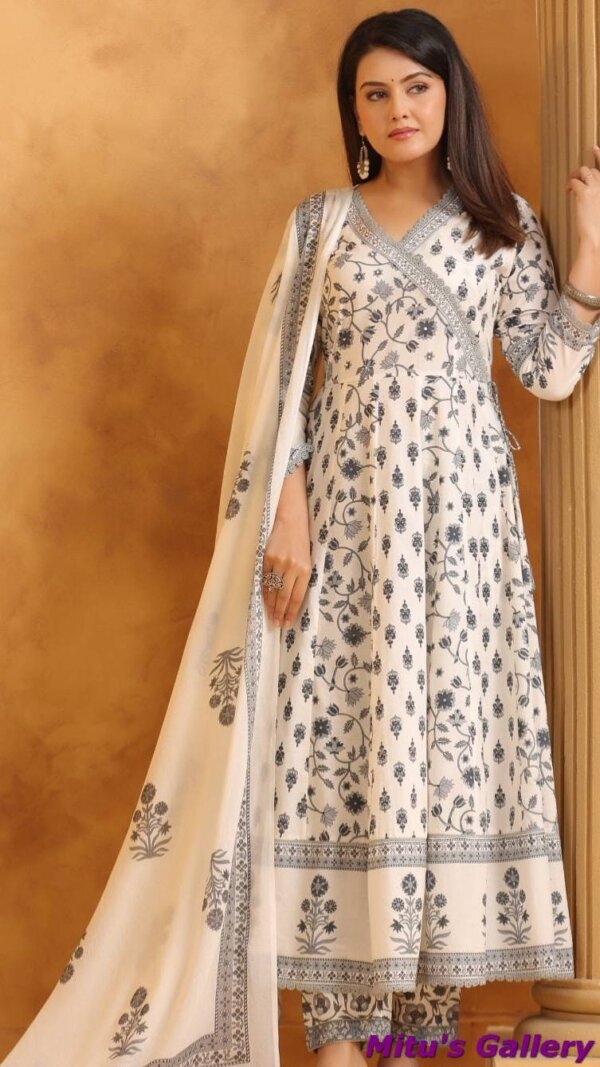 Anarkali with Fully Cotton and readymade 3 piece set