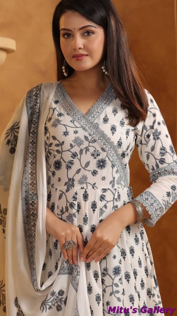 Anarkali with Fully Cotton and readymade 3 piece set - Image 2