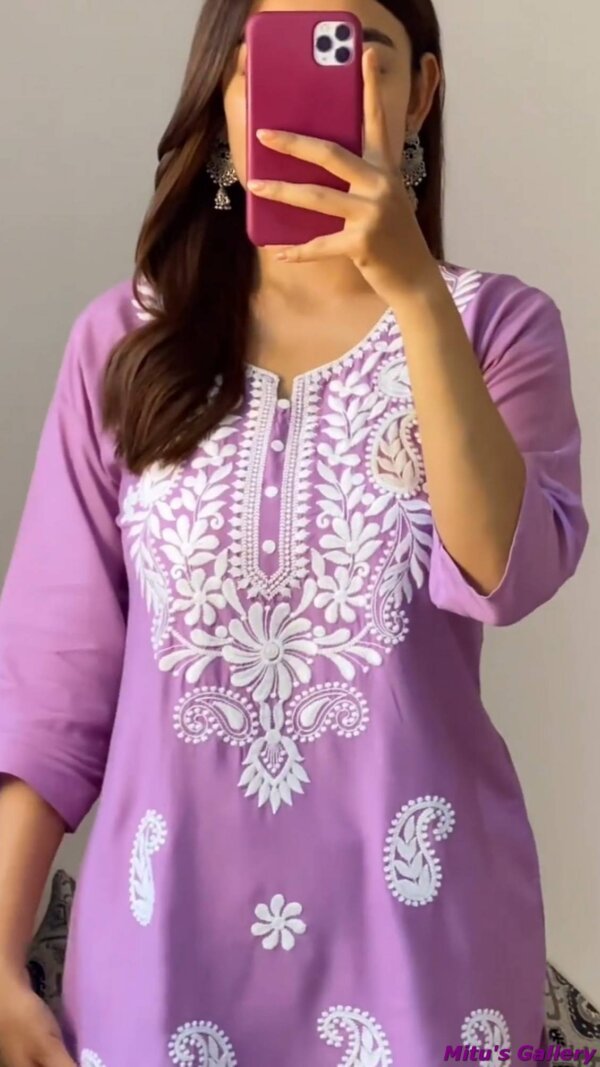 .Purple Rayon Short Top for Regular Use