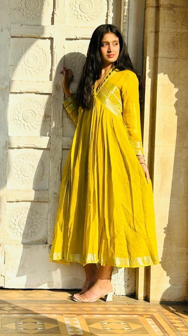 Premium Cotton Embroidery And glasss Work Party Gown - Image 4