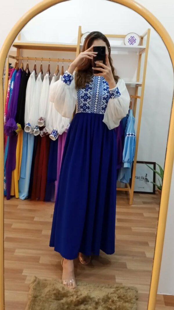 .Cherry Georgett and Embroidery Work Party Gown - Image 2