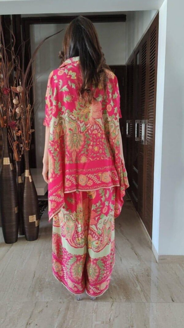 Magenta color kaptan Kurta And Pant Set With Digital Printed Work - Image 2