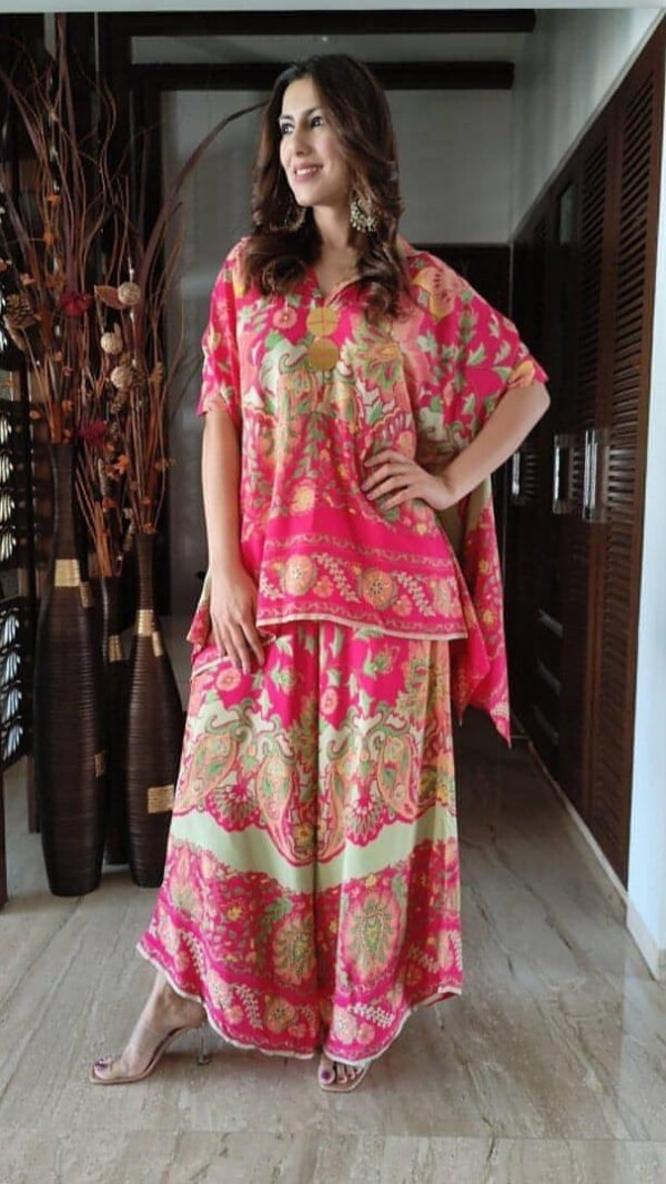 Magenta color kaptan Kurta And Pant Set With Digital Printed Work - Image 3